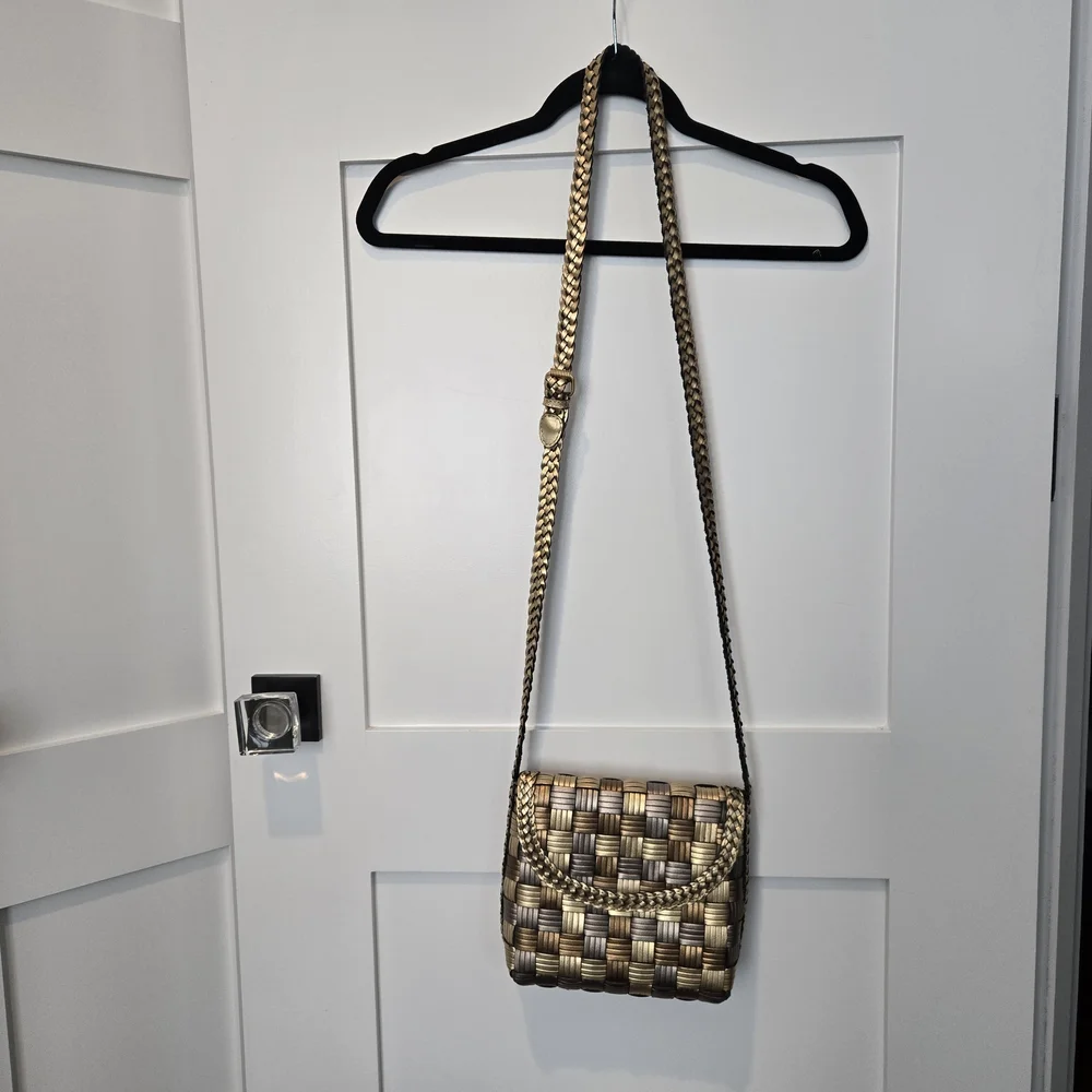 Like New CEM Gem Tone Woven Crossbody Bag - Gold, Silver, Copper